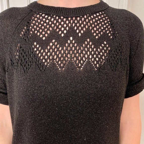 NWT TWINSET Short Sleeve Silver Sparkle Sweater - Picture 4 of 11